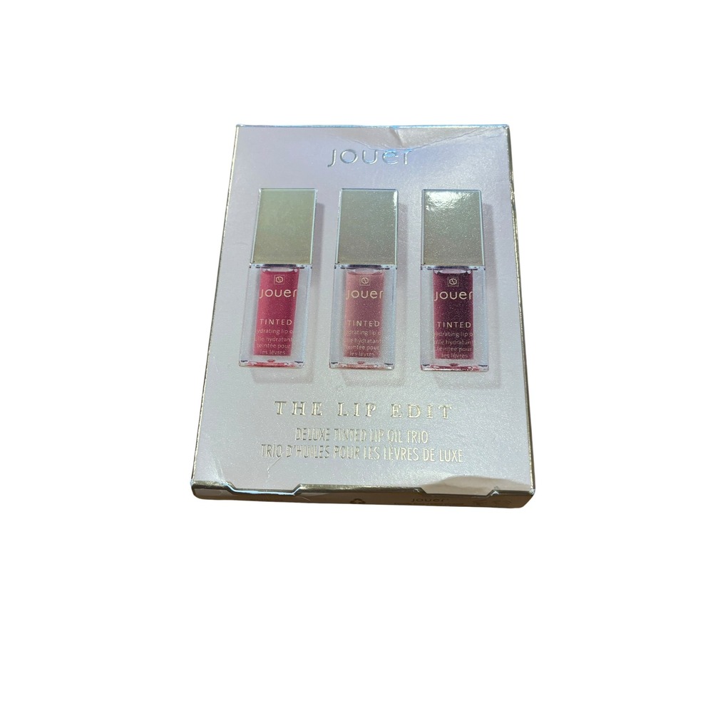Jouer The Lip Edit Deluxe Tinted Lip Oil Trio Gift Set Reve Bardot Bordeaux NIB